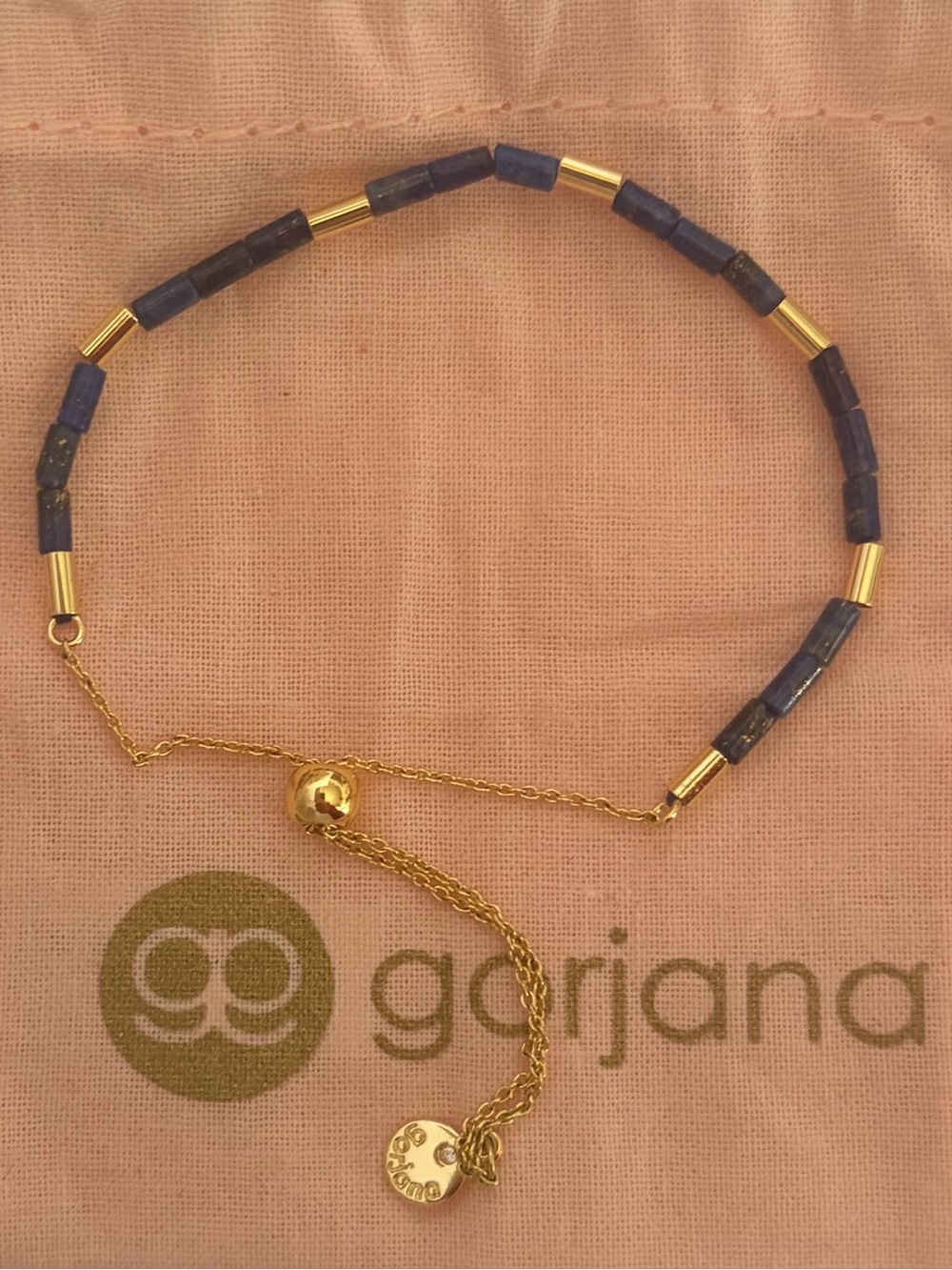 Gorjana Blue Lapis Bead Bracelet with Gold Accents